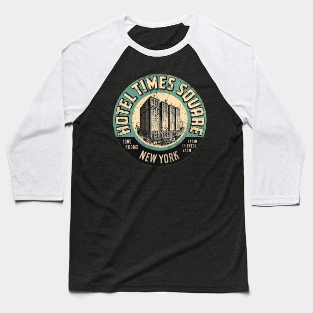 Hotel Times Square Baseball T-Shirt by MindsparkCreative